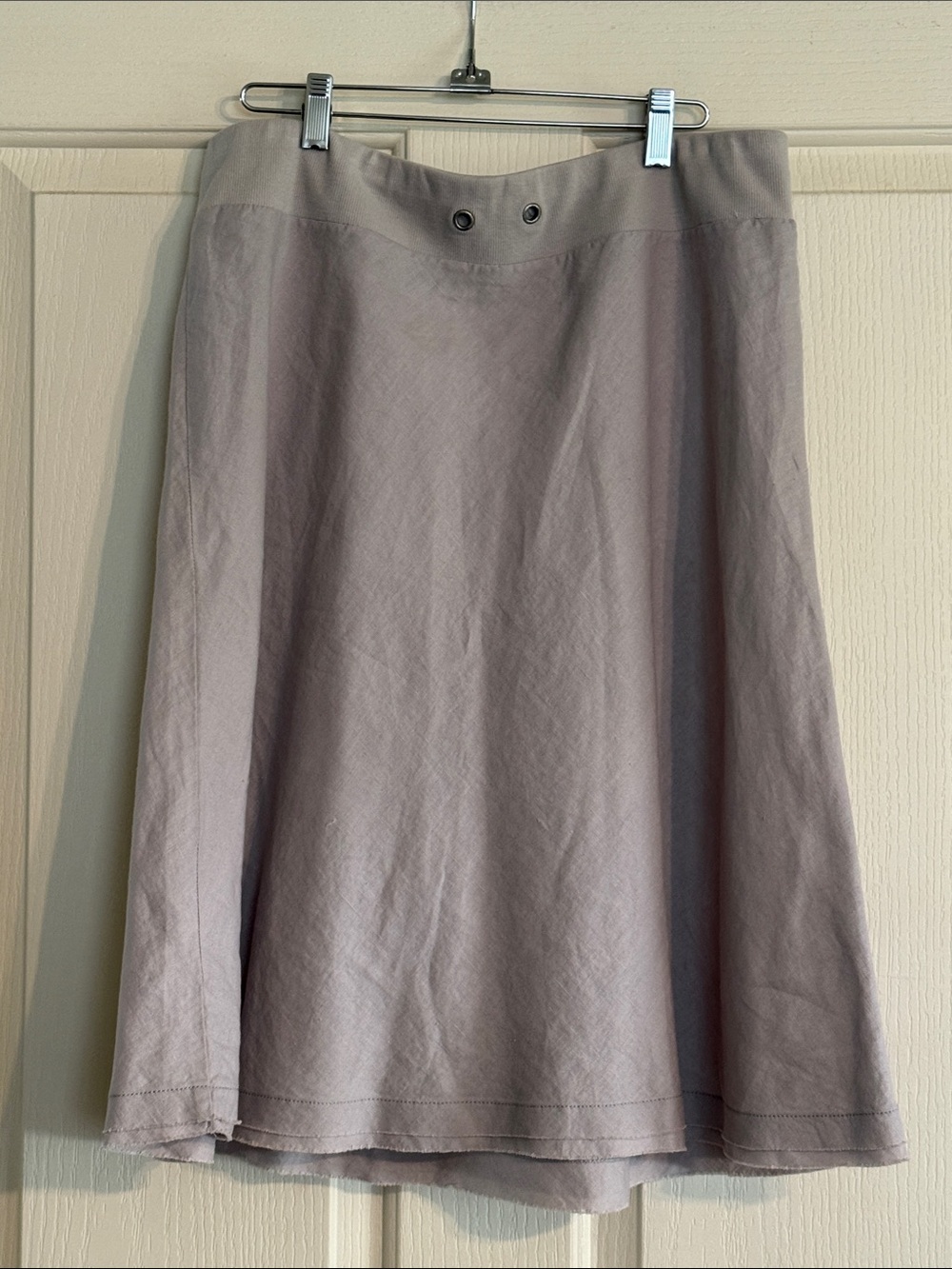 Eileen Fisher Soft Taupe A-Line Linen Skirt